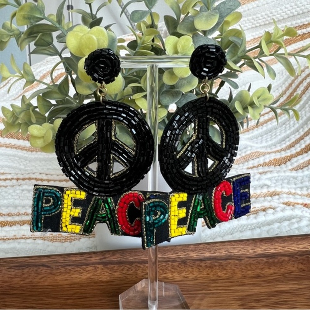 Peace Sign Dangle Earrings